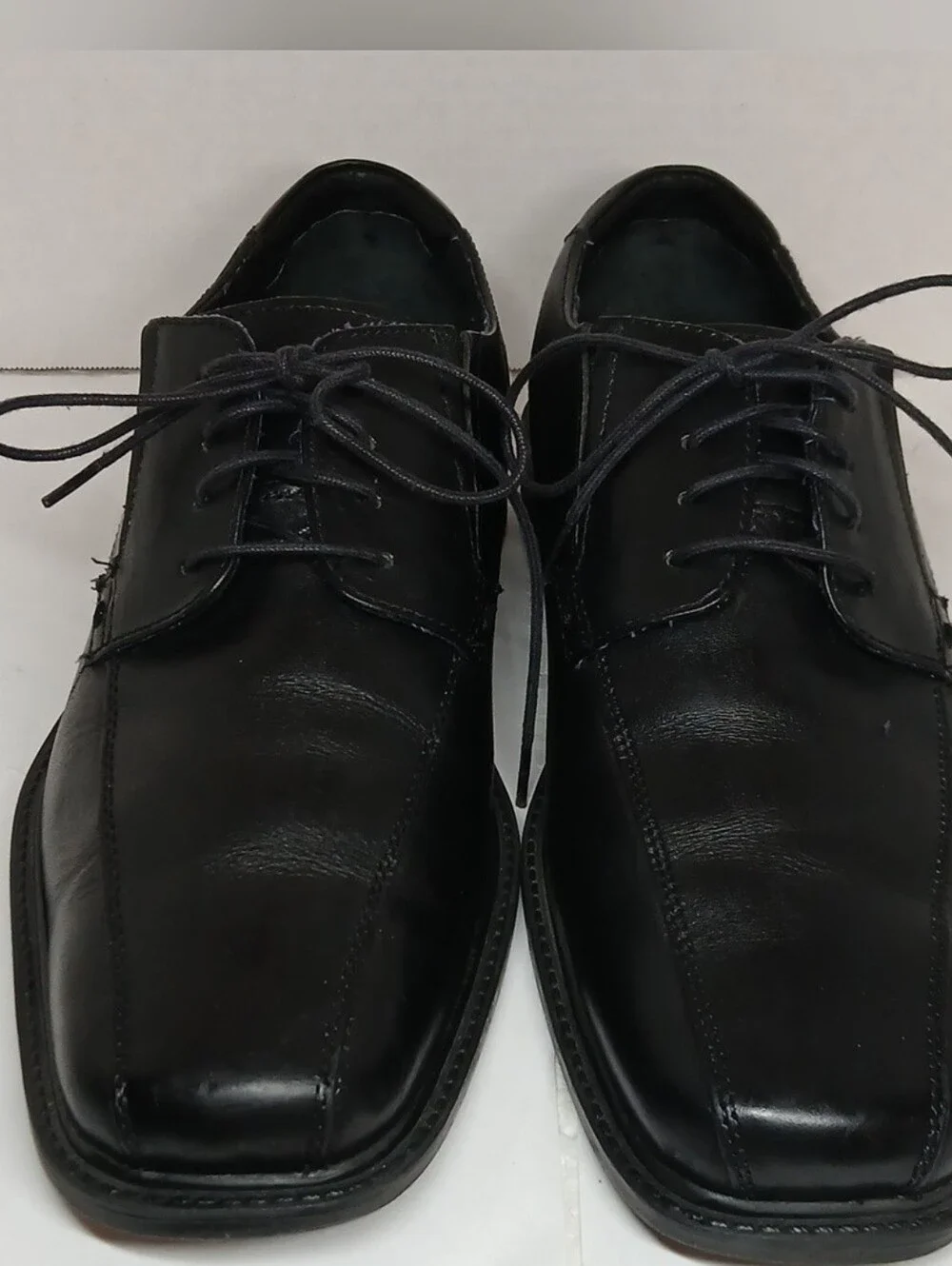 Rockport Black Leather Lace-Up Shoes Square Toe , Size 8.5